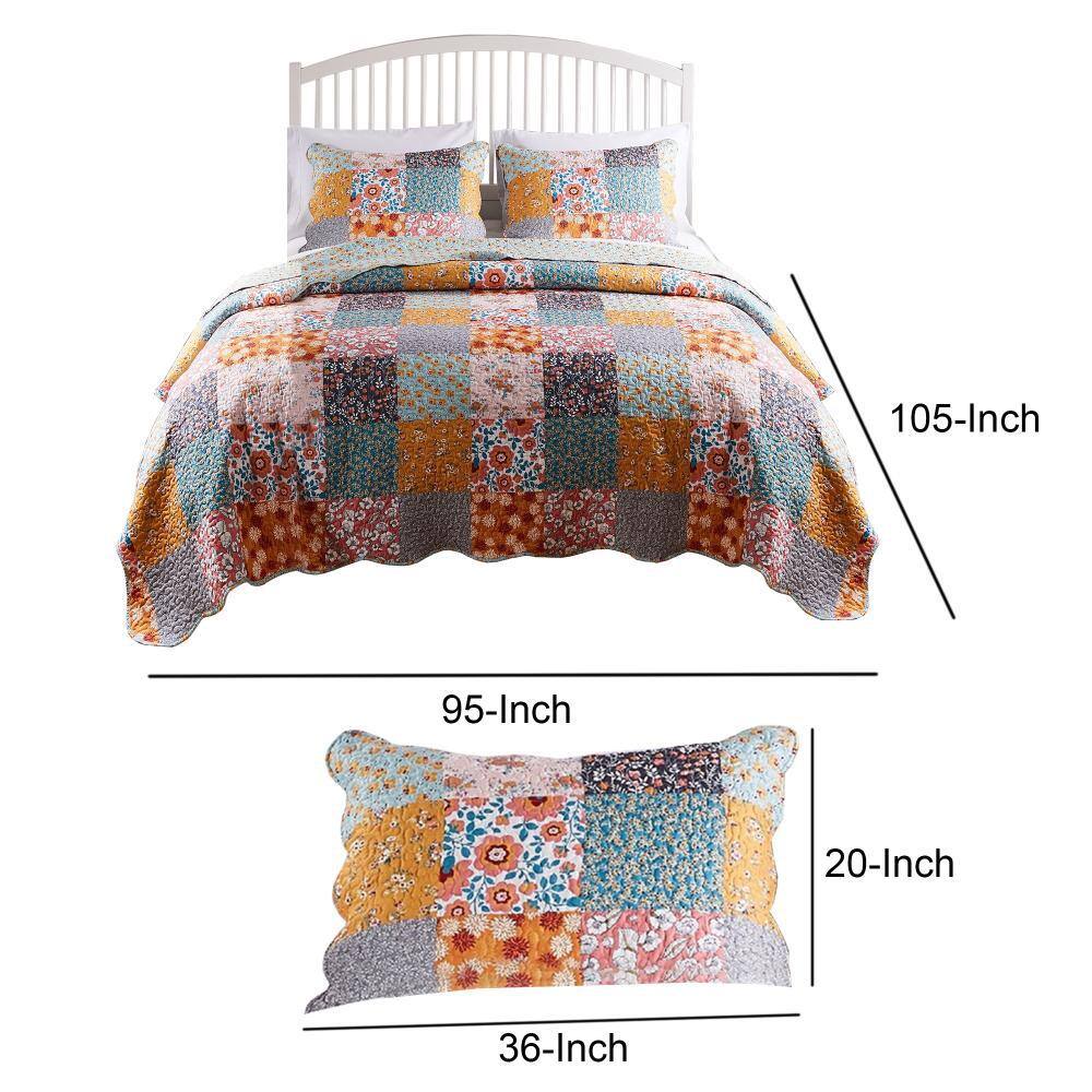 King Pink Microfiber Reversible Patchwork Quilt Set