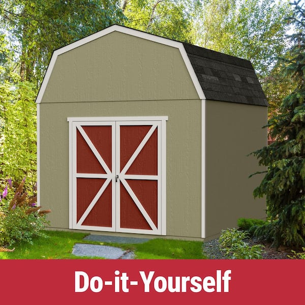 DIY Braymore 10 ft. x 10 ft. Pre-Cut Wood Shed with Floor and Double Doors - Outdoor Storage Kit (100 sq. ft.)