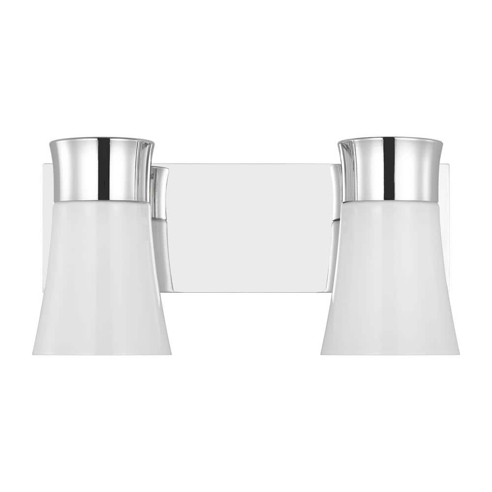Roy 14.5 in. 2-Light Chrome Medium Vanity Light with Milk Glass Shades price history on PriceWatchPro