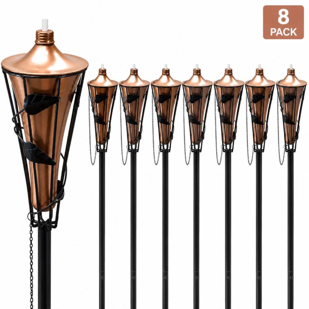 Outdoor Metal Patio Torches-Use for Deck, Patio, Back Yard-includes Fiberglass Wick and Snuffer Cap (8 Pack) price history on PriceWatchPro