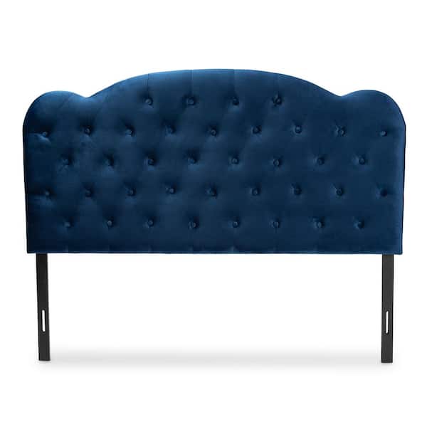 Baxton Studio Clovis Navy Blue and Dark Brown King Headboard