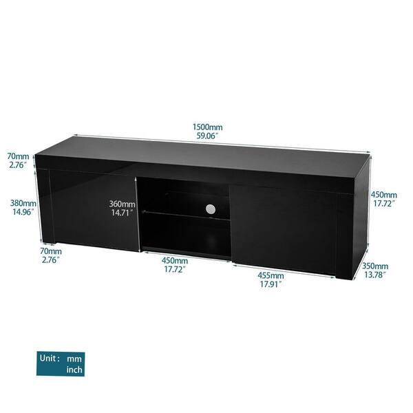 59.07 in. Black TV Stand Fits TV's up to 70 in. with RGB Lights