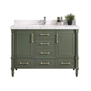 Hudson 60 in. W x 22 in. D x 36 in. H Single Sink Bath Vanity in Pewter Green with 2 in Calacatta Quartz Top
