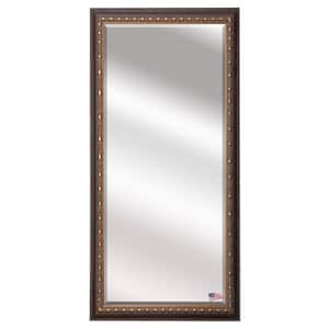 Oversized Dark Brown And Bronze Wood Beveled Glass Mid-Century Modern Mirror (63.5 in. H X 30 in. W)