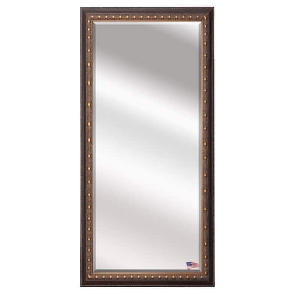 Unbranded Oversized Dark Brown And Bronze Wood Beveled Glass Mid-Century Modern Mirror (63.5 in. H X 30 in. W)