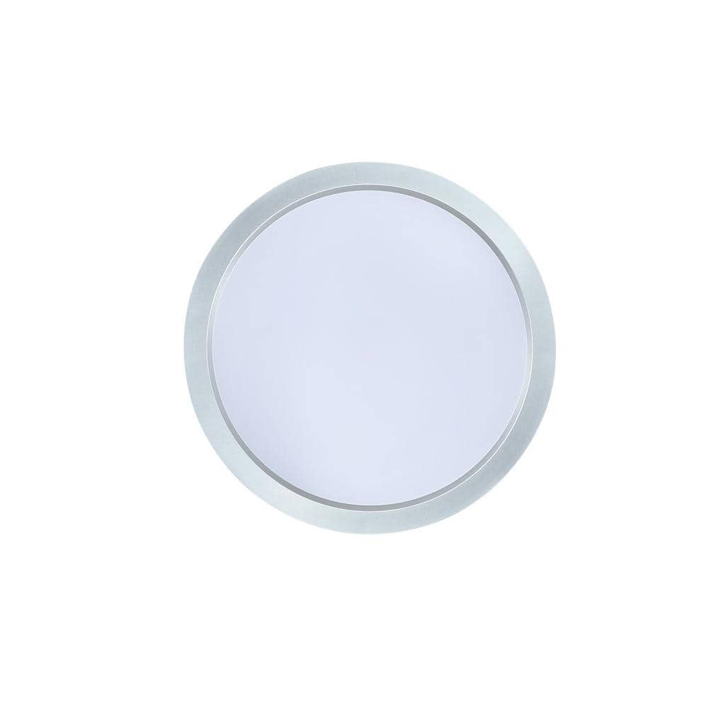 7 in. Light Round Nickel Integrated LED Flush Mount in Soft White (4-Pack)