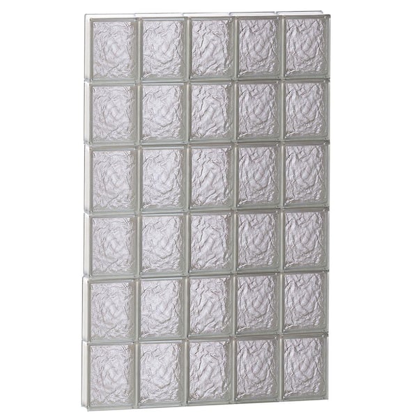 Clearly Secure 28.75 in. x 46.5 in. x 3.125 in. Frameless Ice Pattern Non-Vented Glass Block Window