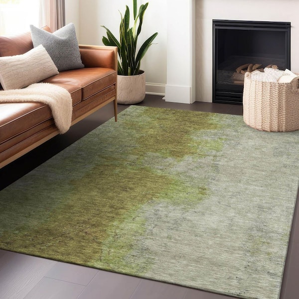 Chantille Machine Washable Indoor/Outdoor Abstract ACN1741 Olive 3 ft. x 4 ft. Area Rug