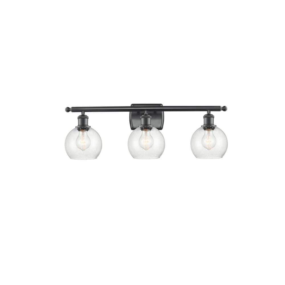 Athens 26 in. 3-Light Matte Black Vanity Light with Glass Shade price history on PriceWatchPro