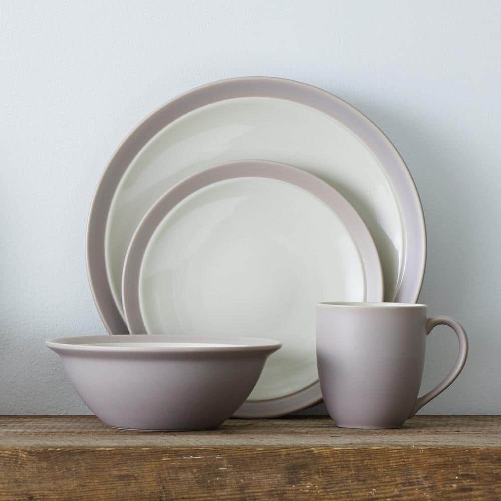 Sand Ceramic 4-Piece Breakfast Bowl and Plate Set