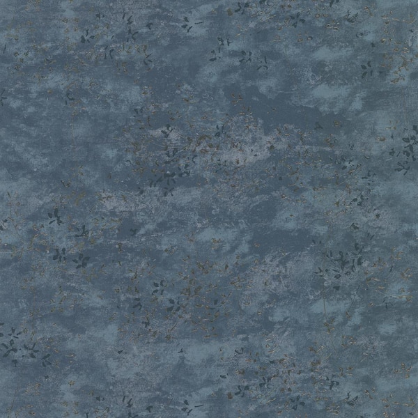 A-Street Prints Arian Blue Inkburst Non Woven Paper Non-Pasted Textured Metallic Wallpaper