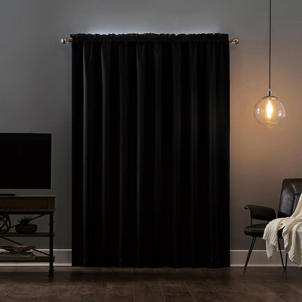 Sun Zero Black 95" Total Blackout Rod Pocket Curtain Panel