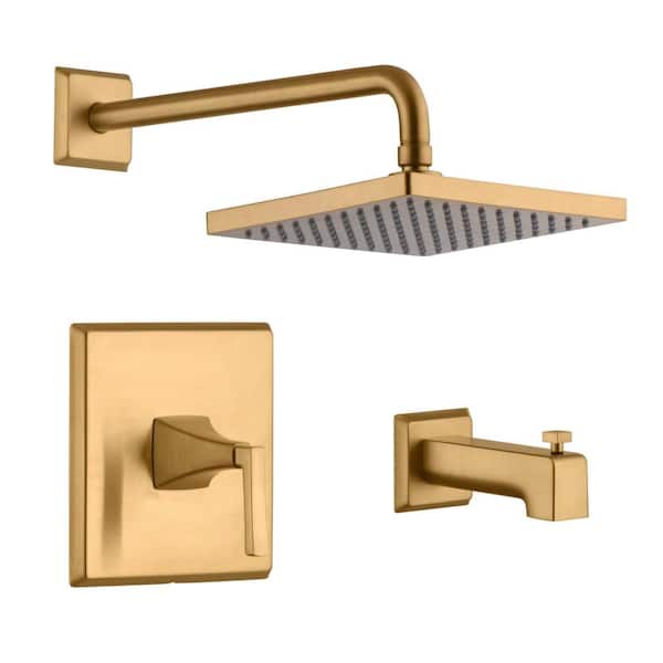 Ultra Faucets Lotto Single Handle 1-Spray Tub and Shower Faucet 1.8 GPM with Pressure Balance in. Brushed Gold (Valve Included)