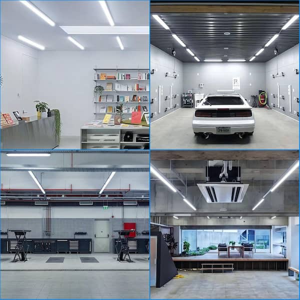 4 ft. 48-Watt Integrated LED Clear Cover Linkable D-Shape White Shop Light for Garage Workshop Warehouse (6-Pack)