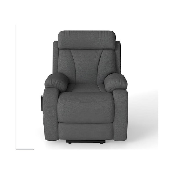 Dark Gray Soft Snowflake Velvet Power Lift Recliner with Remote Control