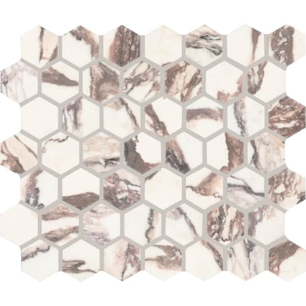 Daltile Lamora Rosewood 3 in. x 3 in. Polished Marble Mosaic Tile Sample