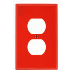1-Gang 1 Duplex Receptacle, Midway Size Nylon Wall Plate - Red