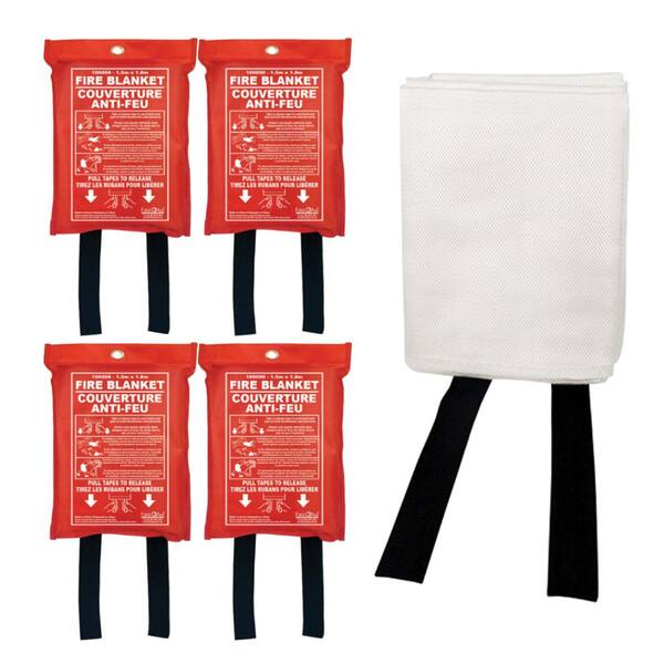 Wellco 70.8 in. x 70.8 in. Fiberglass Fire Blankets Emergency Heat Insulation And Flame Retardant Protection (4-Pack)