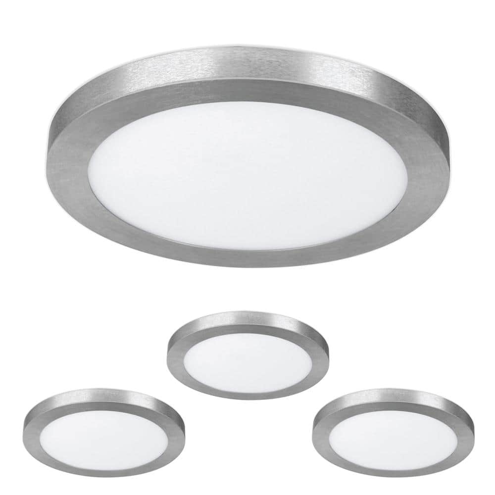 11 in. Dimmable Nickel Integrated Color Selectable LED Edge-Lit Round Flat Panel Ceiling Flush Mount (4-Pack) price history on PriceWatchPro