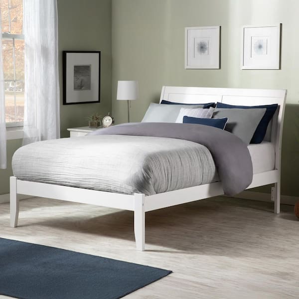 AFI Portland Full Platform Bed with Open Foot Board in White
