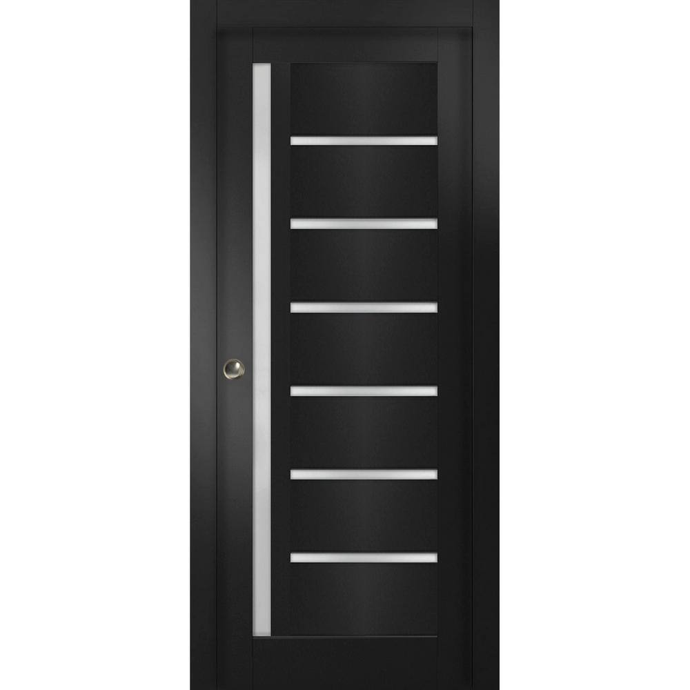 32 in. x 80 in. 1 Panel Black Matte Finished Solid MDF Sliding Door with Hardware price history on PriceWatchPro