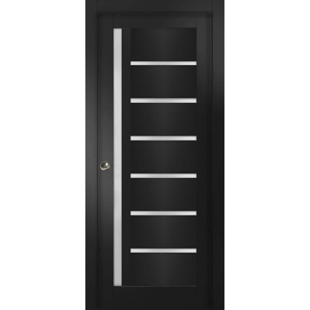 32 in. x 84 in. 1 Panel Black Matte Finished MDF Sliding Door with Hardware price history on PriceWatchPro