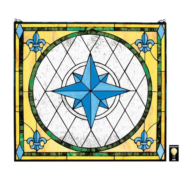 Design Toscano Compass Rose Stained Glass Window Panel
