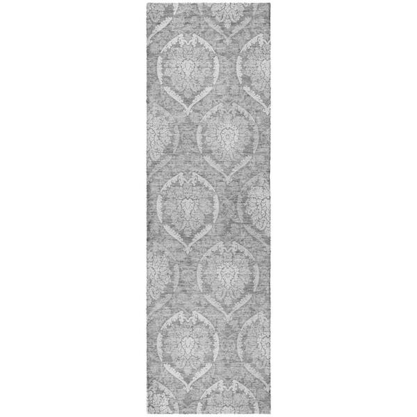 Dream Shag Premium Machine Washable Abstract ADS810 Gray 2 ft. x 7 ft. Runner Rug