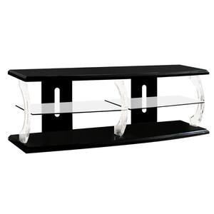 18 in. W Black and Clear Wooden TV Stand with Acrylic Posts and LED Lighting Fits TV's up to 60 in.