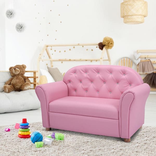Costway Pink Kids Sofa Princess Armrest, Armrest For Couch