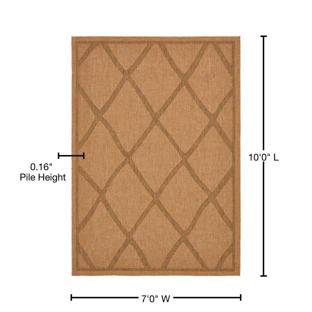 Light Brown Synthetic Reversible Rectangular Area Rug