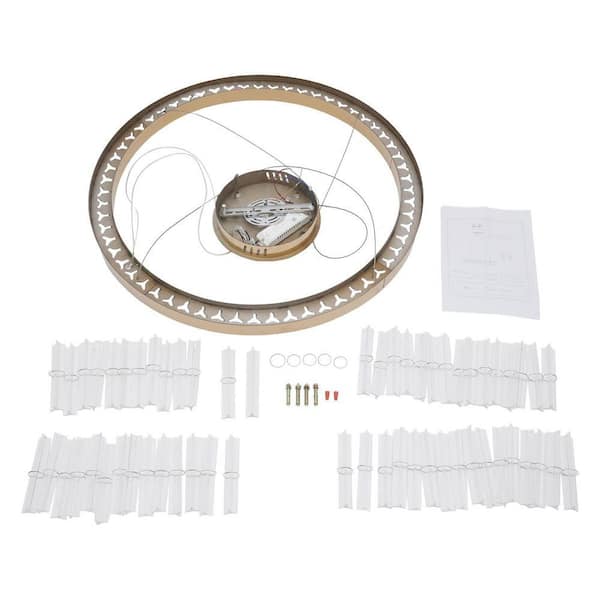 OUKANING 31.5 in. 1 Light 3-Color Integrated LED Gold Modern