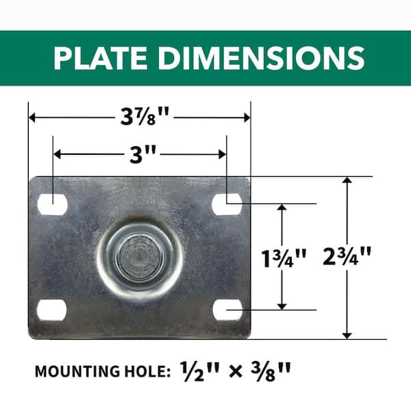 Everbilt - 4 in. Gray Rubber Like TPR and Steel Swivel Plate Caster with Locking Brake and 250 lb. Load Rating