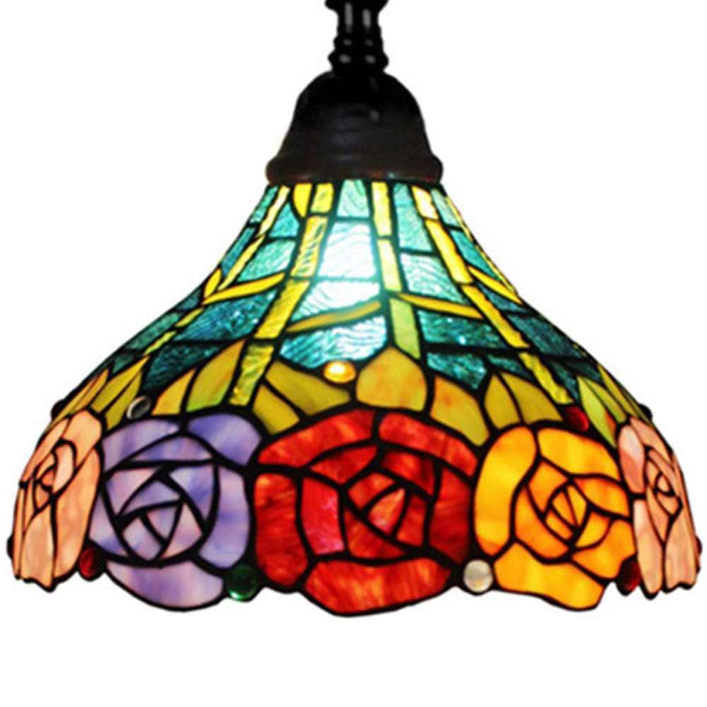 62" Bronze Arc Floor Lamp with Stained Glass Shade