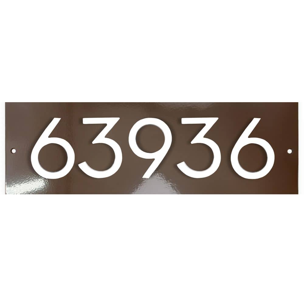 "Horizontal Floating Modern Address Plaque (4"" Numbers-5 Characters)-Roman Bronze/White" product image for price tracking