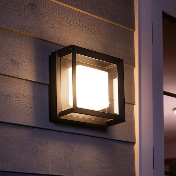 Econic Outdoor Smart Color Changing Square Wall Light Lantern with Integrated LED (1-Pack)