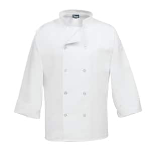 C10P Unisex LG White Long Sleeve Classic Chef Coat