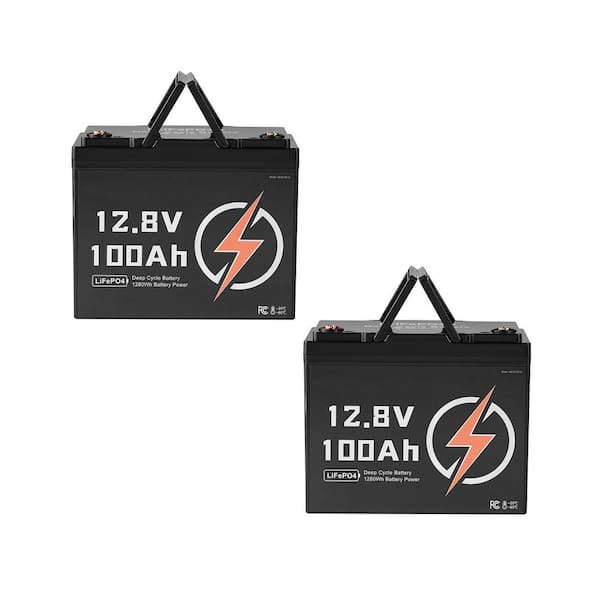 2 Pack 12V 100Ah LiFePO4 Battery Deep Cycle Lithium Iron Phosphate Battery for Solar Off-Grid Home Energy Storage