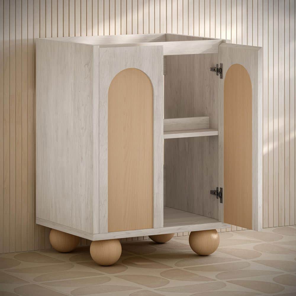 Plaisir 24" White Oak MDF Freestanding Bathroom Vanity with Ceramic Sink