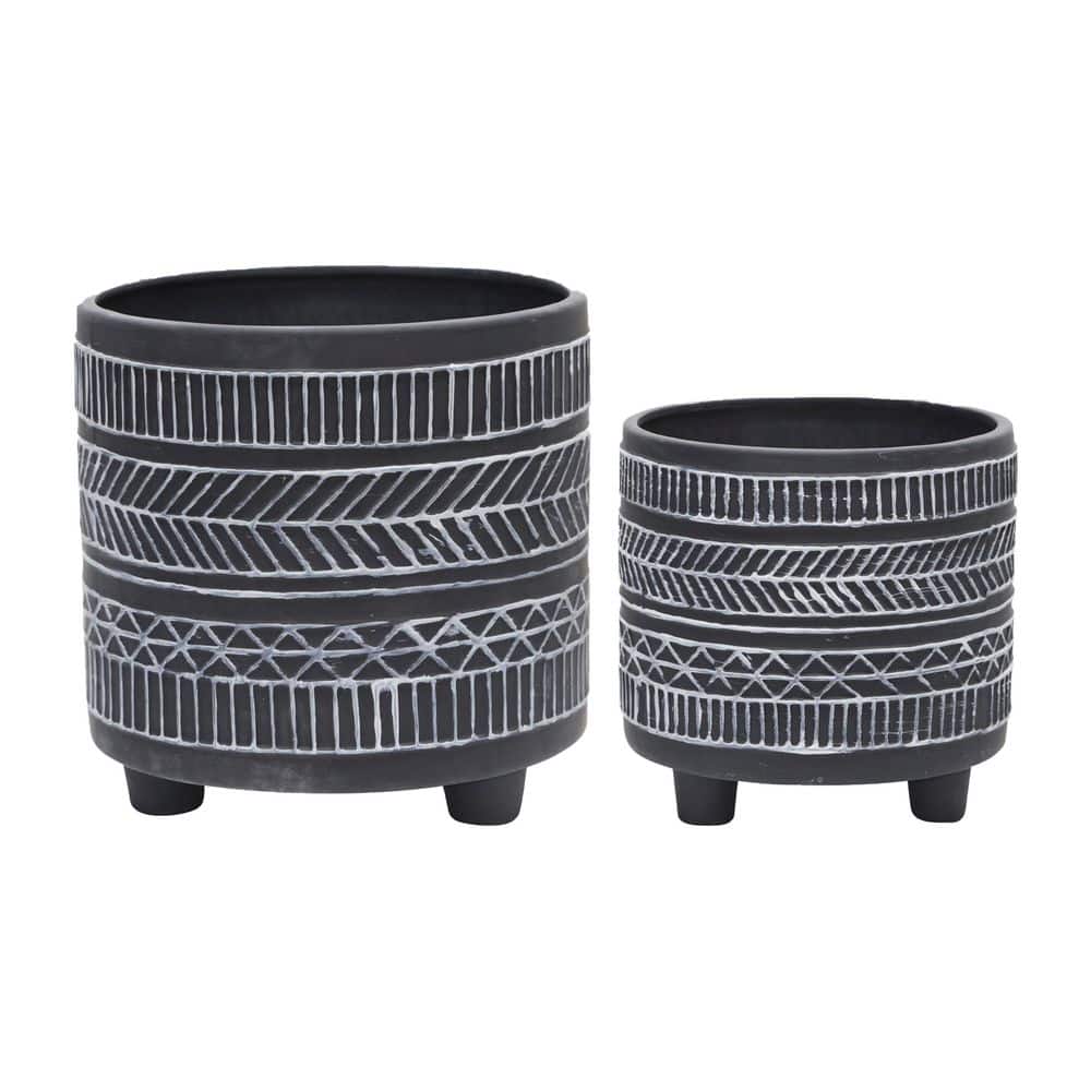 6/8 in. Black Tribal Look Footed Planter (2-Pack) price history on PriceWatchPro