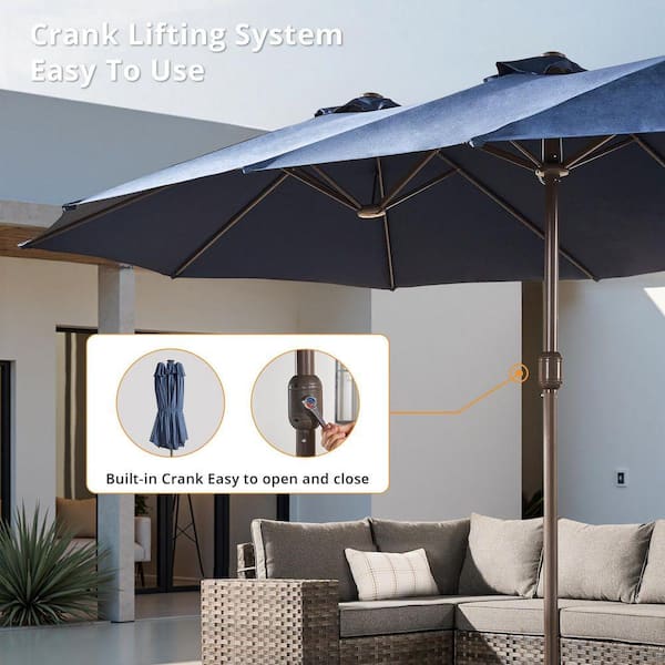 black offset cantilever hanging patio umbrella with dual wind vent VredHom 9X11FT Aluminum Outdoor Dual Wind Vent Offset Cantilever Patio  Umbrella - On Sale - Overstock