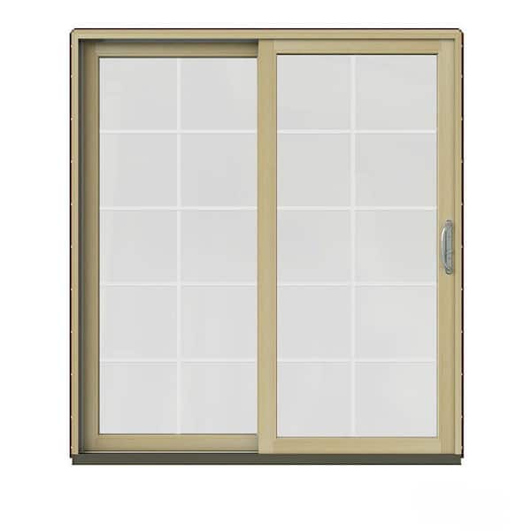 JELD-WEN 72 in. x 80 in. W-2500 Contemporary Red Clad Wood Left-Hand 10 Lite Sliding Patio Door w/Unfinished Interior