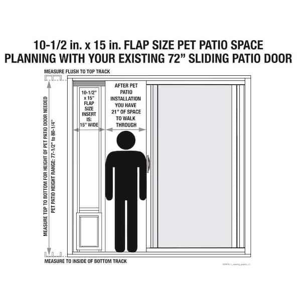 Ideal Pet Products 80PATXLW 10.5 in. x 15 in. Large White Pet and Dog Patio Door Insert for 77.6 in. to 80.4 in. Aluminum Sliding Glass Door - 2