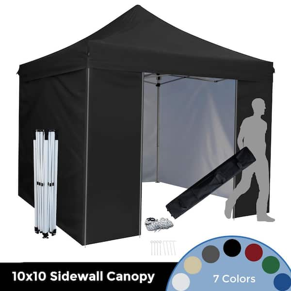 10 ft. x 10 ft. Gray Pop Up Sidewall Canopy Tent- 5-Pieces of