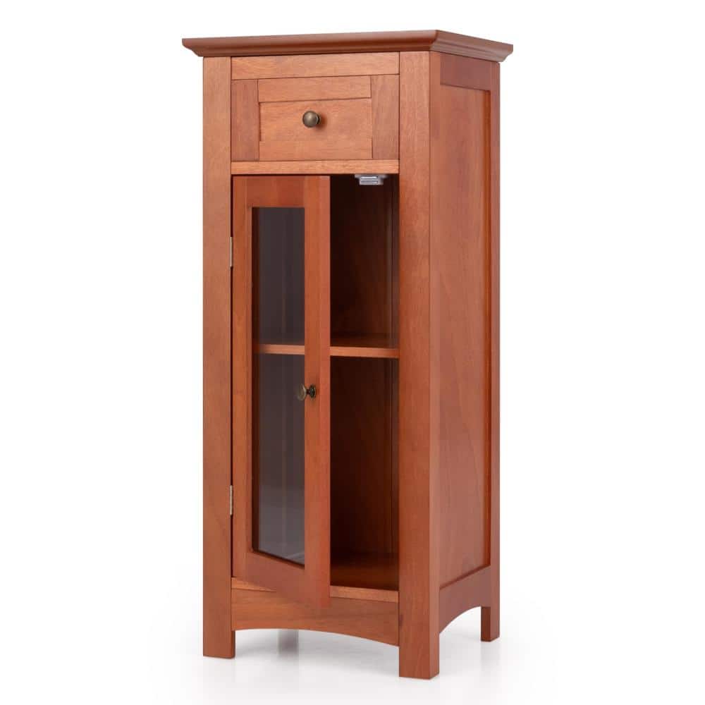 Bathroom Storage Cabinet, Single Glass Door, Freestanding Floor Organizer with Shelves price history on PriceWatchPro
