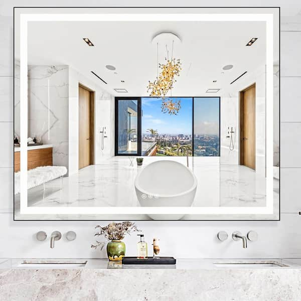 LED Frontlit Mirror Bathroom Mirror with Lights 3-Color Warm/Natural/White  High Lumens, Anti-Fog & Dimmer Wall Mounted Lighted Vanity Makeup  Mirror(Vertical/Horizontal) – Keonjinn