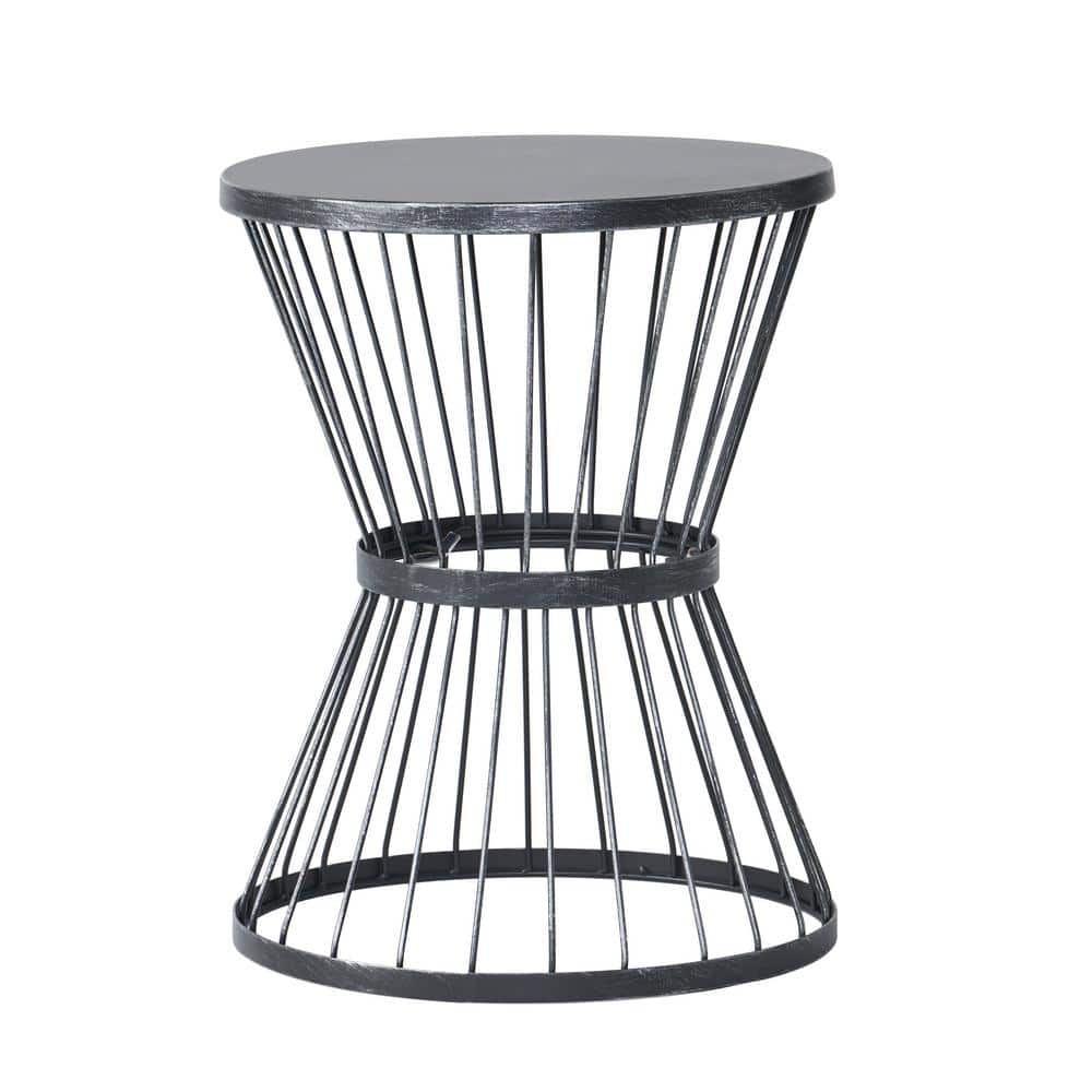 Lassen Matte Black Iron 16" Outdoor Side Table
