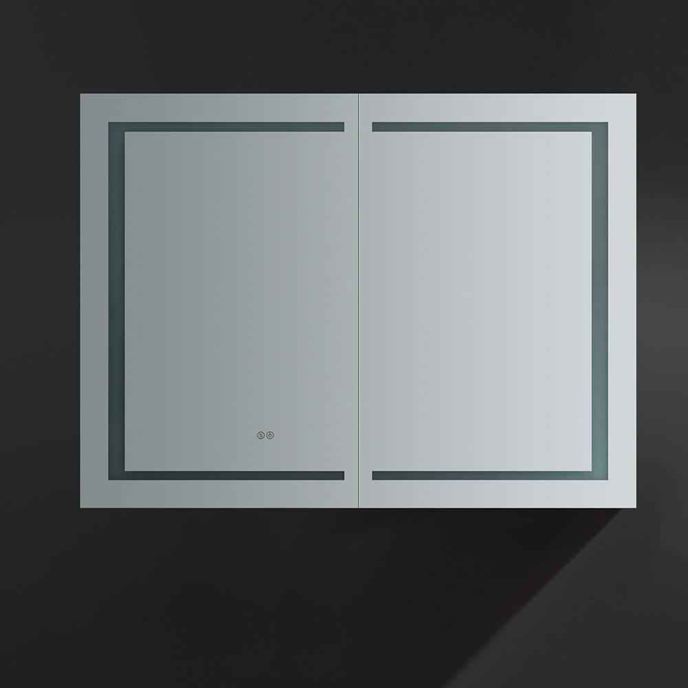 Elegant 48"x36" Frameless Aluminum Medicine Cabinet with LED & Defogger