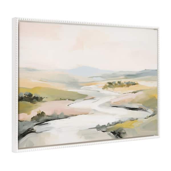 Kate and Laurel Sylvie Tranquil Landscape II 1-Piece White Framed Canvas Art Print, 31.50 in. x 41.50 in.