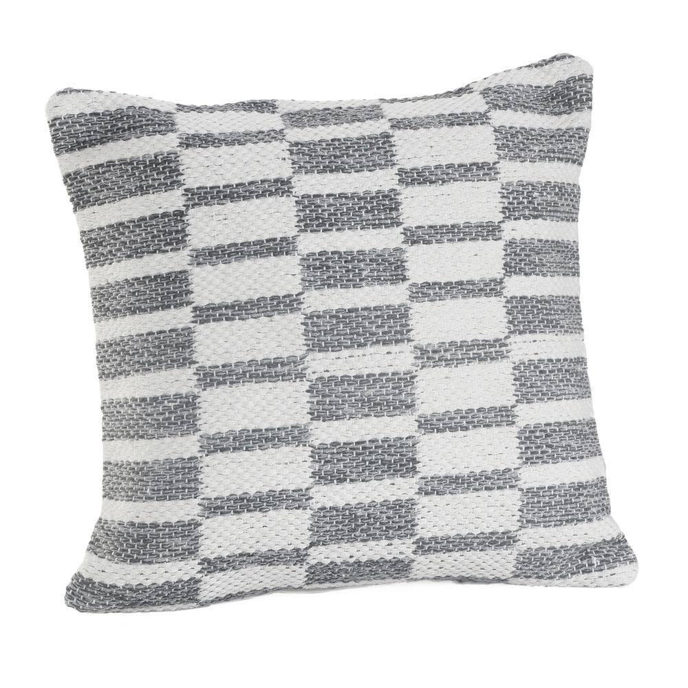 Emmy Geometric Gray and White Cotton Throw Pillow Set, 18 x 18 Inches